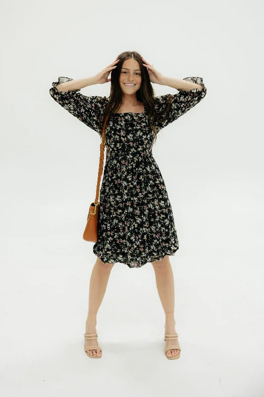 ladies-floral-dress-celeb-chic-Kayla Dress-Black Floral