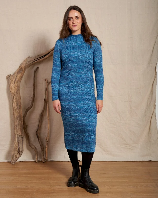 ladies-midi-dress-saffron-sweep-Space Dye Brooklyn - Womens Midi Dress - Blue