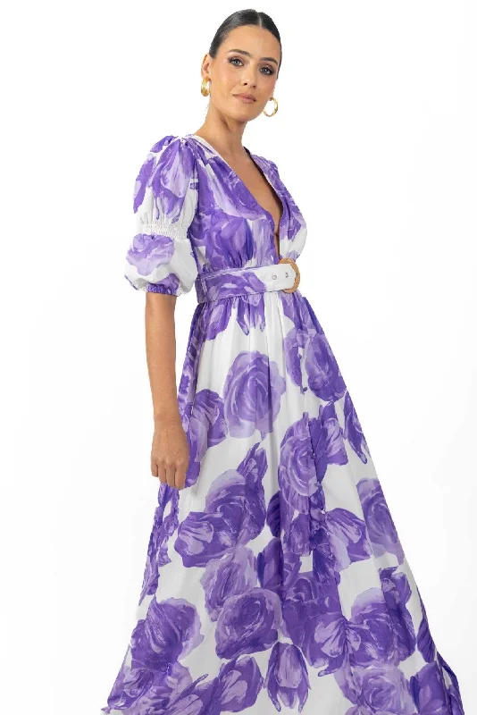 ladies-maxi-dress-sustainable-sweep-Verona Maxi Women's Floral Dress Lilac