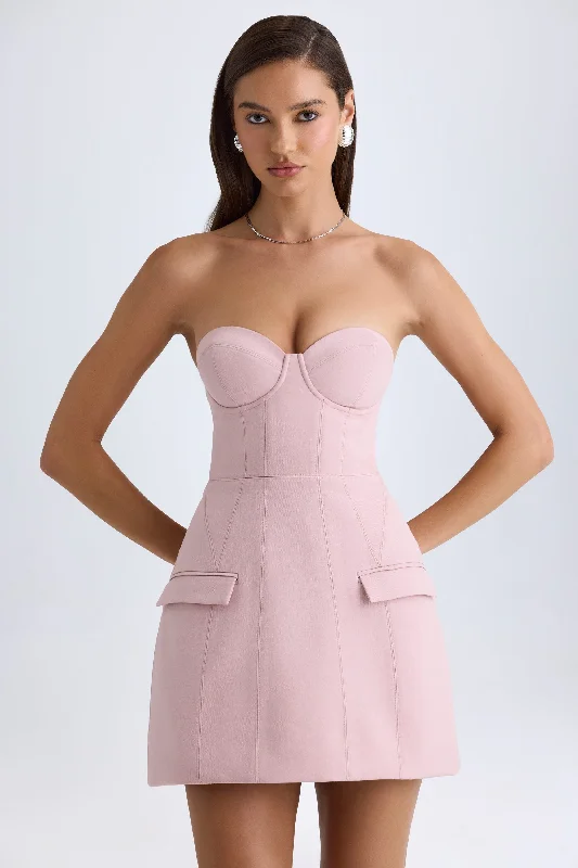 Women's mini dress mesh chic -Strapless Structured Tulip Mini Dress in Pink Mauve