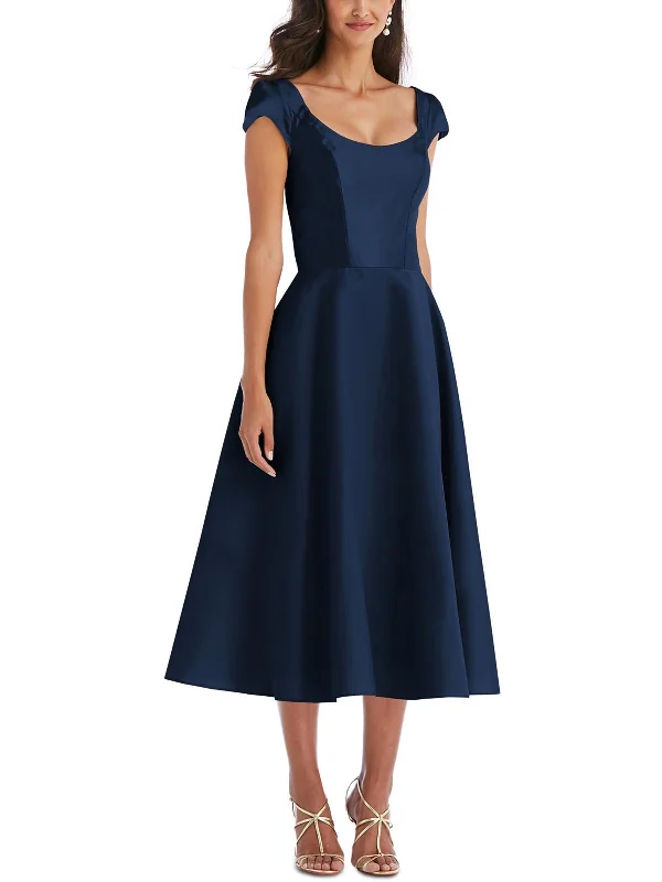 Women's party dress slim vibe -Womens Satin Midi Cocktail and Party Dress