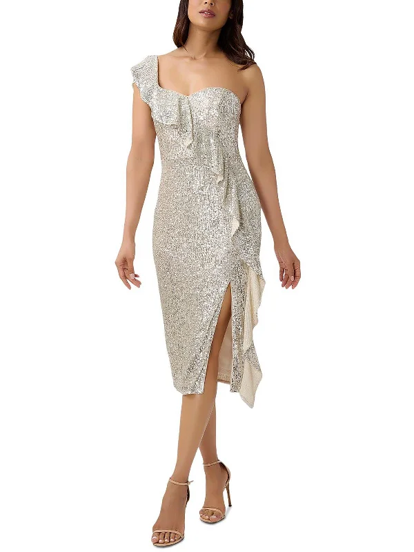 Women's party dress subtle -Womens Sequined Midi Cocktail and Party Dress