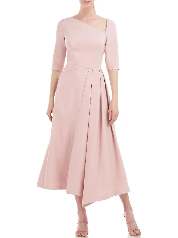 Women's party dress party ready -Womens Pleated Midi Cocktail and Party Dress