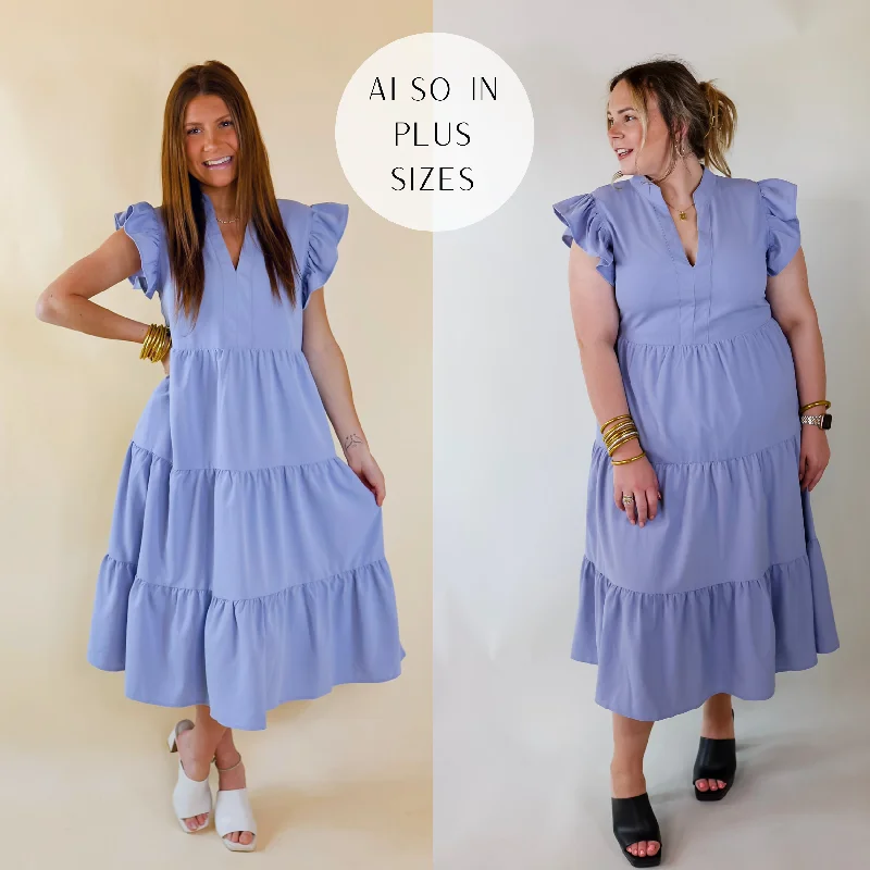 ladies-midi-dress-bodycon-bloom-Magnolia Morning Ruffle Cap Sleeve Tiered Midi Dress in Periwinkle Blue