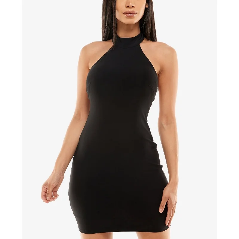 Women's bodycon dress art glow -B Darlin Junior's Halter Bodycon Mini Dress Black Size Medium