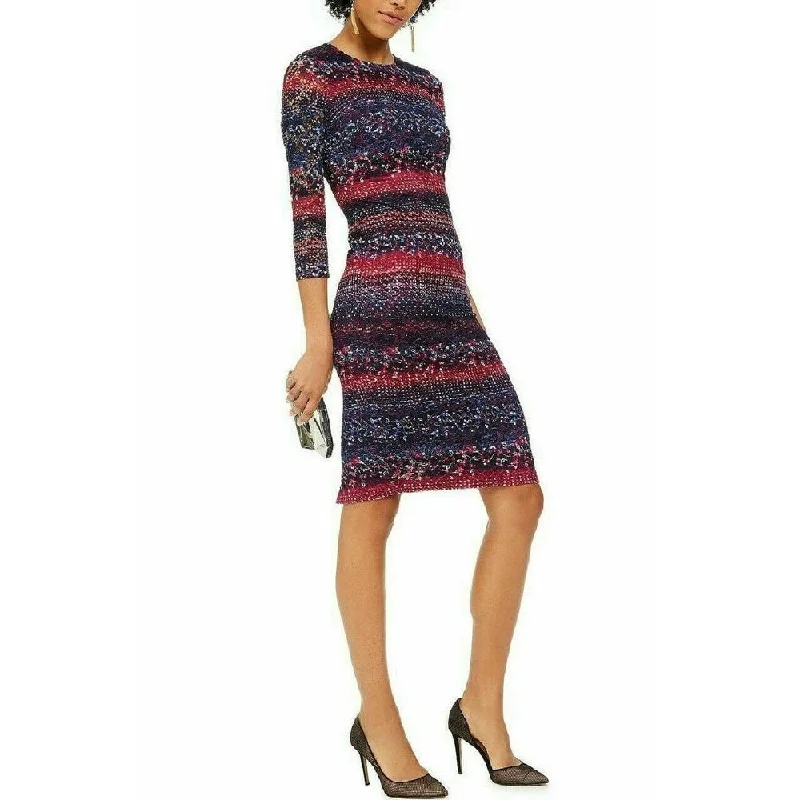 Women's bodycon dress icy chic -Kensie Women's Printed Lace Midi Bodycon Dress Blue Size 14