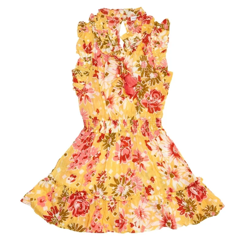 ladies-floral-dress-custom-charm-TRINY FLORAL RUFFLE TASSEL DRESS