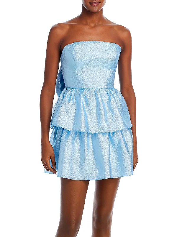 Women's party dress glitzy -Womens Bow Mini Cocktail And Party Dress