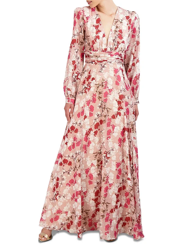 ladies-floral-dress-evening-ember-Womens Chiffon Floral Evening Dress