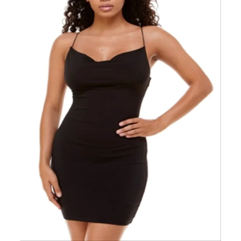 Women's bodycon dress thigh chic -B Darlin Junior's Cowlneck Bodycon Dress Black Size X-Large