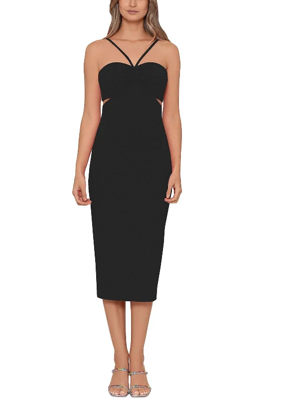 Women's bodycon dress hand pop -Womens Cut-Out Midi Bodycon Dress