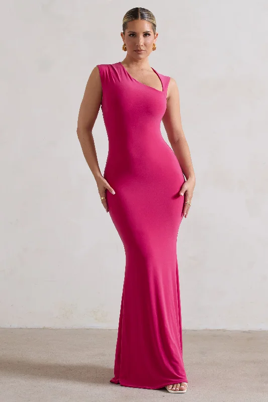 ladies-maxi-dress-amber-awe-Behind The Scenes | Dark Pink Sleeveless Cut-Out Maxi Dress