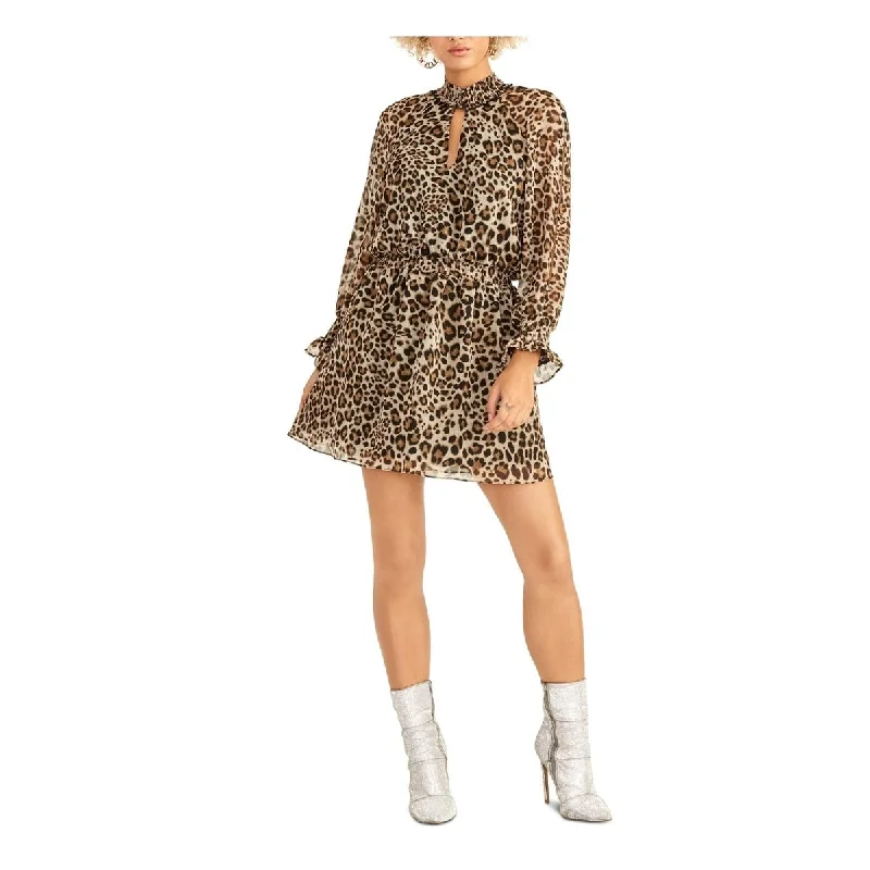 Women's party dress confident -Rachel Roy Women's Lucky Leopard Party Dress Mini Animal Print Brown Size Small