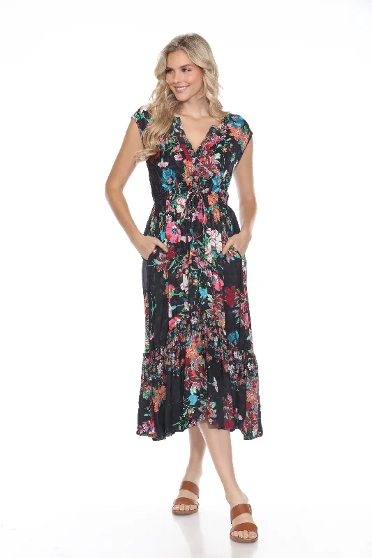 ladies-floral-dress-seasonal-silk-Johnny Was Oasis Kali Floral High Low Dress C39523A8