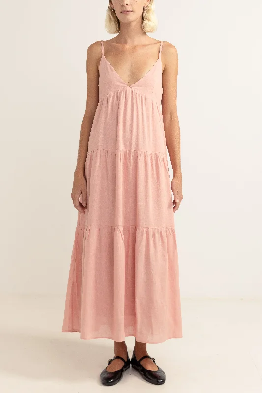 ladies-midi-dress-curvy-calm-Classic Tiered Midi Dress Rose