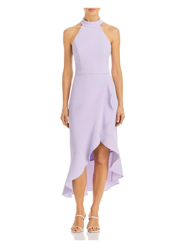 ladies-midi-dress-viral-vibe-Womens Crepe Ruffled Midi Dress