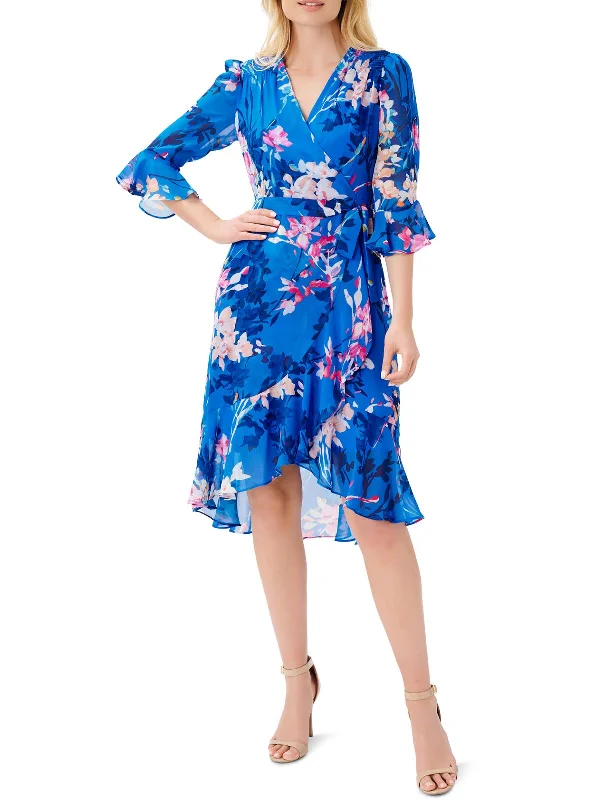 ladies-floral-dress-ash-allure-Womens Floral Print Surplice Neckline Wrap Dress