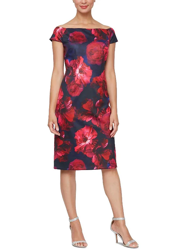 ladies-floral-dress-lightweight-lush-Womens Floral Knee Sheath Dress