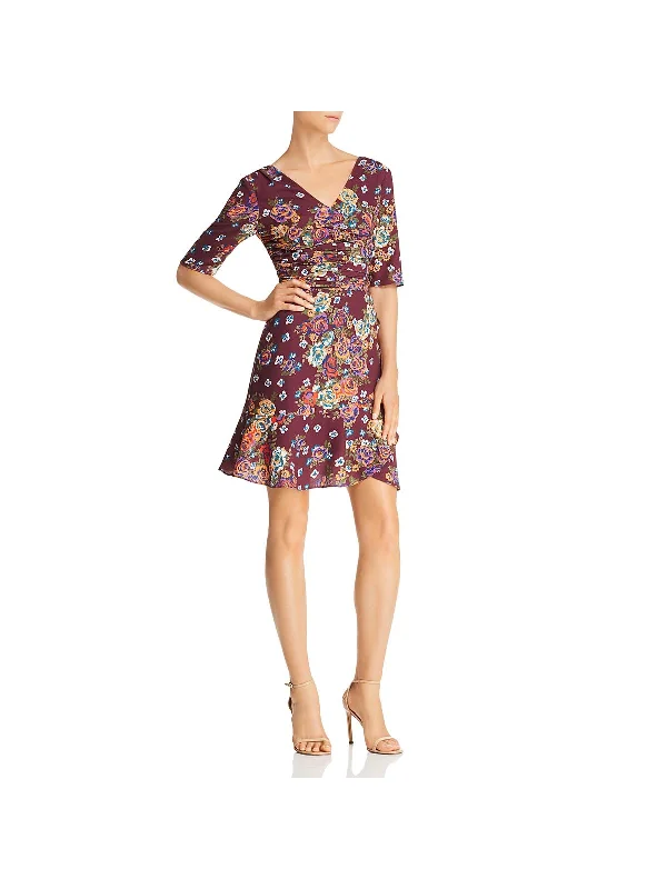 ladies-floral-dress-saffron-silk-Gabby Womens Crepe Floral Casual Dress