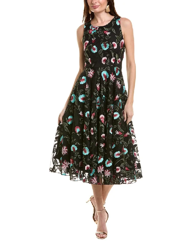 ladies-floral-dress-fuchsia-fable-Johnny Was Floral Tea-Length Dress