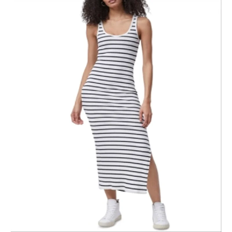 Women's bodycon dress edge flair -French Connection Women's Tommy Striped Maxi Bodycon Dress White Size Small