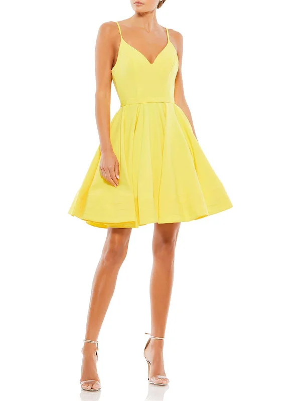 Women's party dress contour glow -Womens Ruffled Mini Cocktail and Party Dress