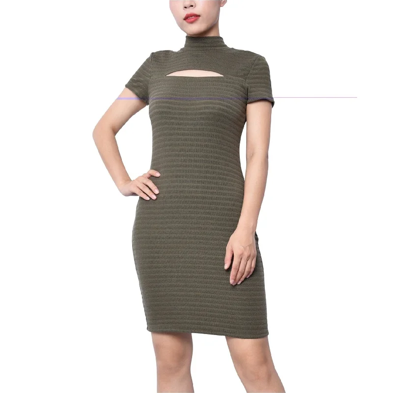 Women's bodycon dress long pop -Planet Gold Womens Ribbed Bodycon Dress