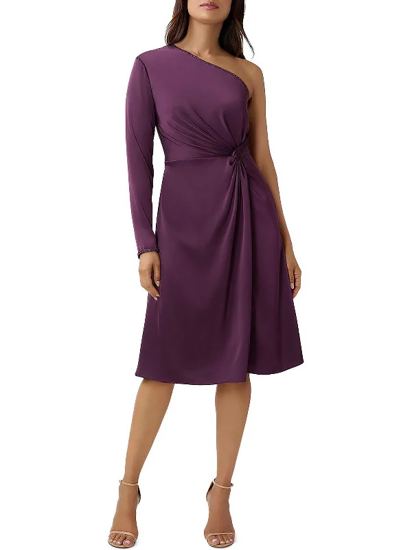 Women's party dress minimalist -Womens Twist Front Midi Cocktail and Party Dress