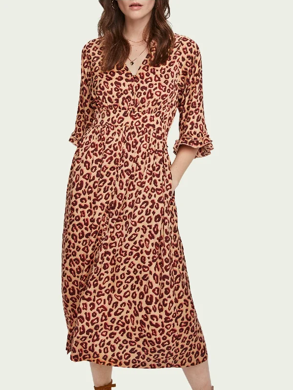 ladies-midi-dress-loose-luxe-Scotch & Soda Printed Midi Dress